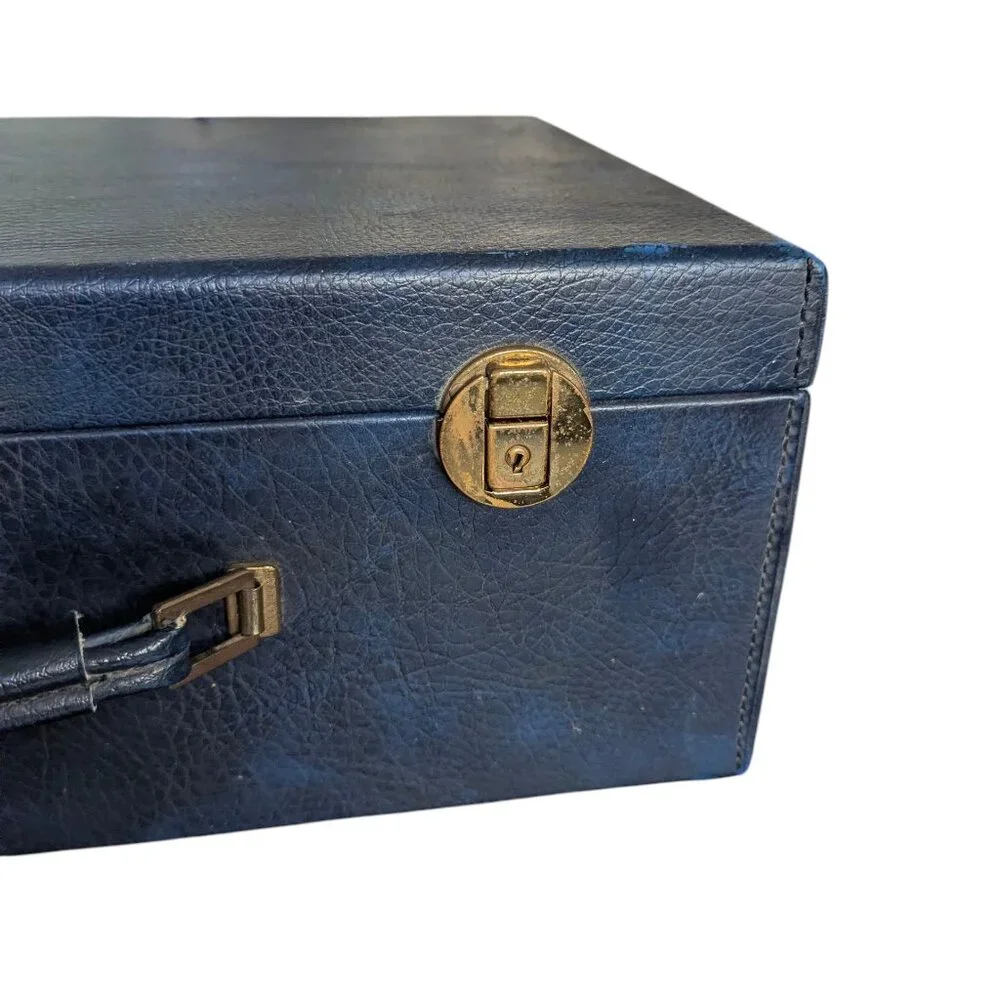 Vintage Blue Faux Leather Briefcase